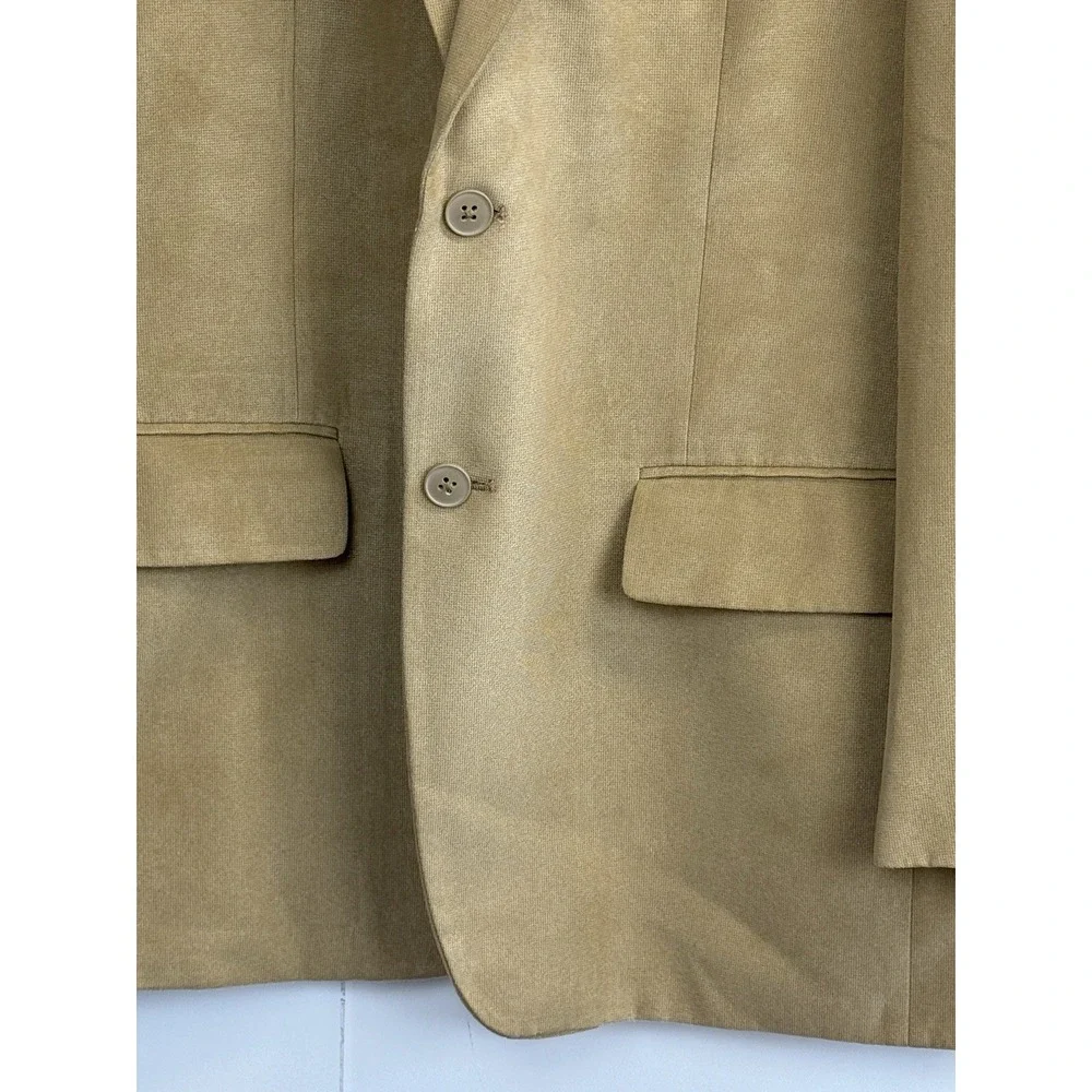 Via Europa Faux Suede Blazer Men's 42R Tan‎ Brown Microfiber Sport Coat Jacket